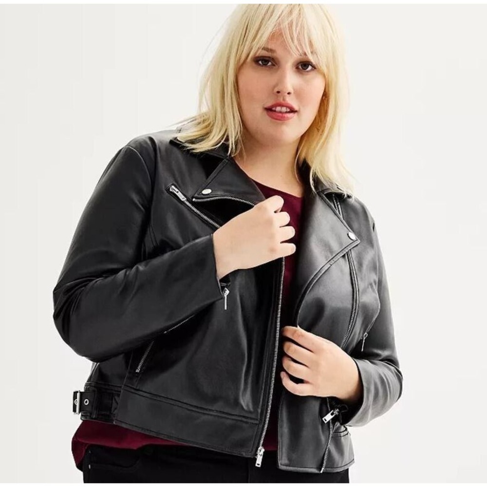 Nine West Black Leather Moto Jacket